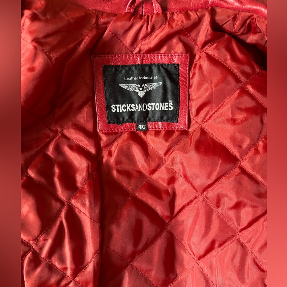 Sticks and Stones red leather jacket - Picture 4 of 5